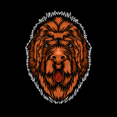 Hand drawn head newfoundland dog vector illustration