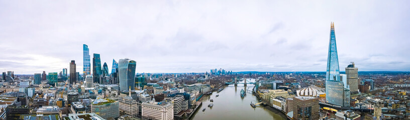 Aerial view of the City of London, the historic centre and the primary central business district