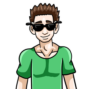 Stylized Handsome Young Man With Sunglasses