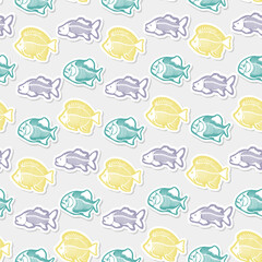  Sticker vector pattern with fish skeleton.