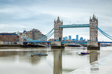 A long exposure view of the Tower Bridge,  a world-famous symbol of London