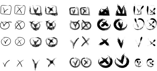 hand drawn check mark icons vector. Vector illustration