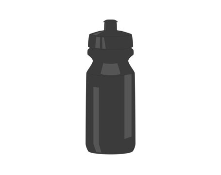 Black sports plastic water bottle isolated on white background