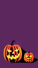 Halloween creepy vector background. Scary cartoon illustration. Horror moon, pumpkins and tombstones creepy background.