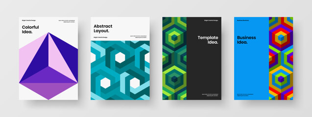 Premium geometric shapes cover illustration composition. Unique leaflet vector design concept collection.