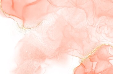 pink gold marble abstract background. alcohol ink golden line glitter digital painting wallpaper. backdrop design.