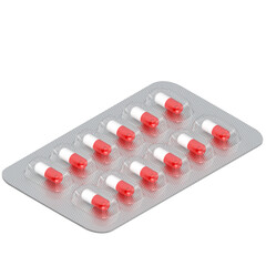 3d rendering illustration of pharmaceutical capsules in a blister pack
