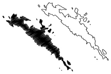 Zut island (Republic of Croatia, Adriatic Sea, Kornati Archipelago) map vector illustration, scribble sketch Žut map