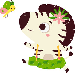 Cute happy zebra. Cartoon animal character for kids and children