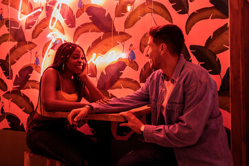 Young Couple in Beautiful Restaurant