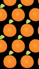 Orange icons set. Bright whole fruit, half, slices with leaves. Food for a healthy diet, dessert, sweet tangerine, lemonade. Elements for spring and summer design. Vector illustration