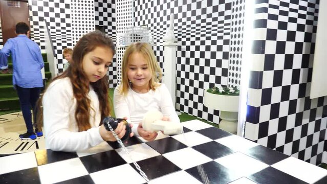 Exciting adventure for happy positive kids in chess quest room