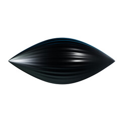 3d black metallic almond shape. Dark isolated png element