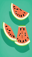 Watermelon. Green Juicy Fruit, Isolated on  Background, Watermelons realistic fruits. Vector. Eps10 vector illustration.