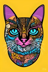 This is a illustration of a cat, simple, clean and smooth. It's the perfect image for sticker or T-shirt lovers and for those who feel their pet is a member of the family.