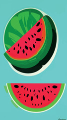 Watermelon. Green Juicy Fruit, Isolated on  Background, Watermelons realistic fruits. Vector. Eps10 vector illustration.