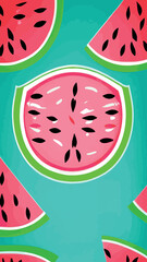 Watermelon. Green Juicy Fruit, Isolated on  Background, Watermelons realistic fruits. Vector. Eps10 vector illustration.