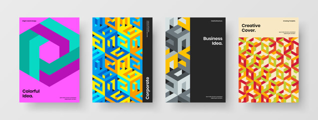 Trendy cover vector design concept collection. Original geometric hexagons handbill layout set.