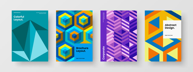 Unique mosaic shapes presentation template collection. Vivid corporate identity vector design layout composition.