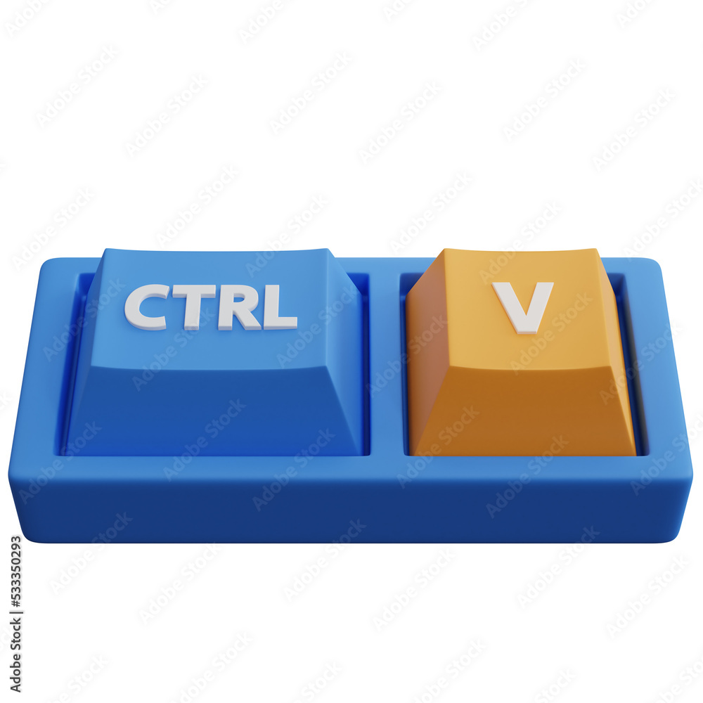 Fototapete 3d rendering ctrl and v keyboard keys isolated