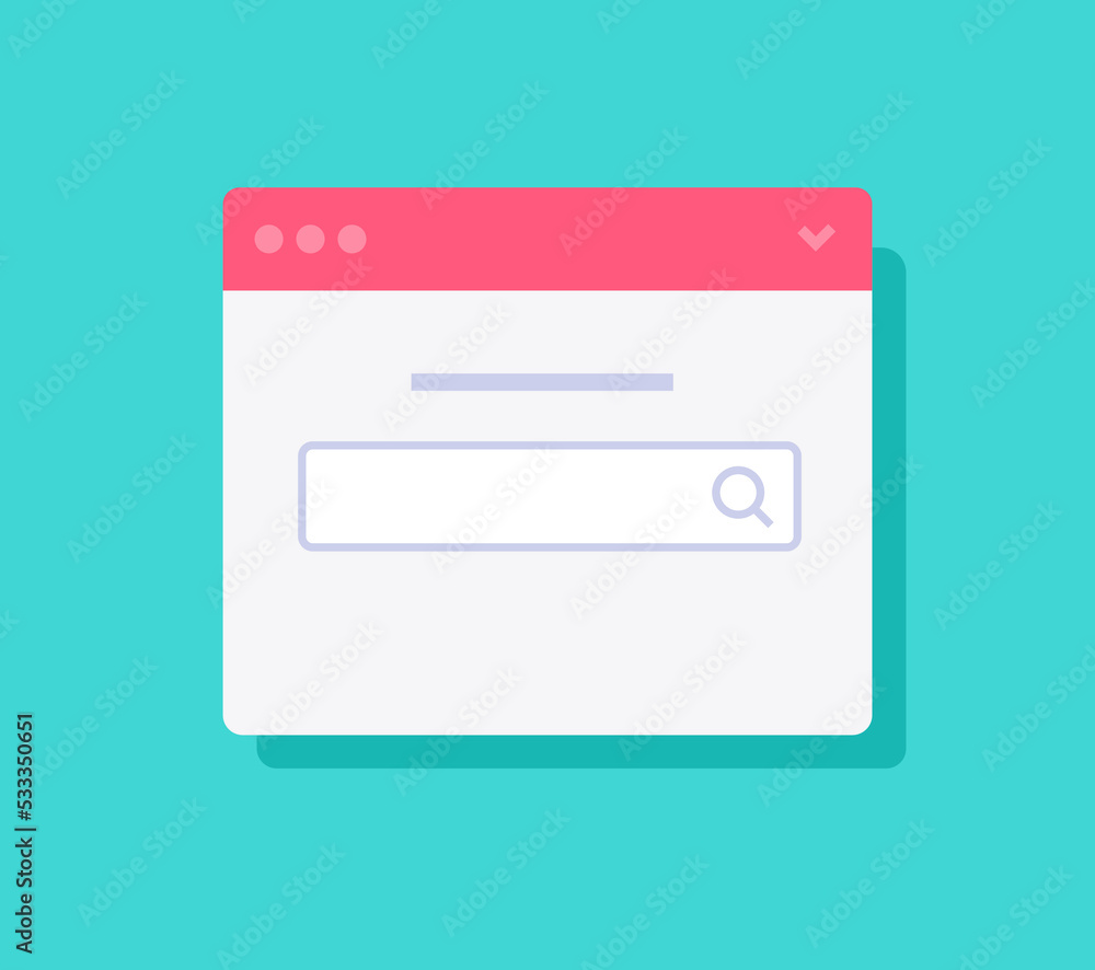 Poster search and seo internet web browser icon vector or research engine website bar window page flat cart