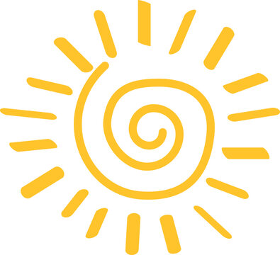 Sun hand drawn icon isolated on white background. Handdrawn sun vector for logo, circle line and icon design. Summer concept. Sunshine vector illustration. Sun sketch doodle