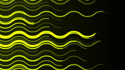 Bright yellow neon wavy lines abstract tech background