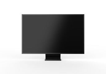 Modern slim plasma TV mockup, Wide television screen mock up on isolated white background, 3d render illustration.