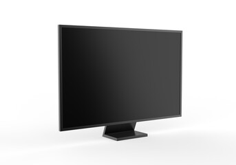 Modern slim plasma TV mockup, Wide television screen mock up on isolated white background, 3d render illustration.