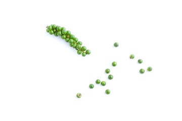 Fresh green black pepper isolated on white background,Organic vegetables, Herbal plant, Food...