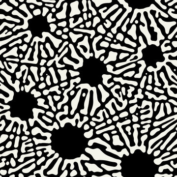 Vector seamless pattern. Free form organic shapes. Stylish structure of natural spots. Hand drawn abstract background. Can be used as swatch in Illustrator. Monochrome spotty print.