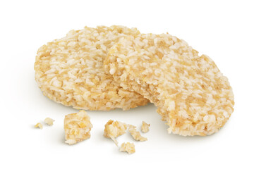 coconut cookies with white flax seeds and honey isolated on white background with full depth of field. Healthy food