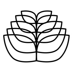 Lotus line art icon illustration. PNG with transparent background