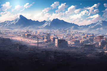Fototapeta na wymiar View on the city of Kabul Afghanistan , style U1 1