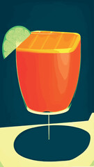 Vector glasses with fruit juice on a colored background
