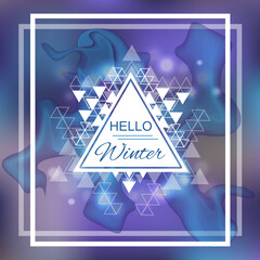 Hello winter blue card design with abstract - 533354630