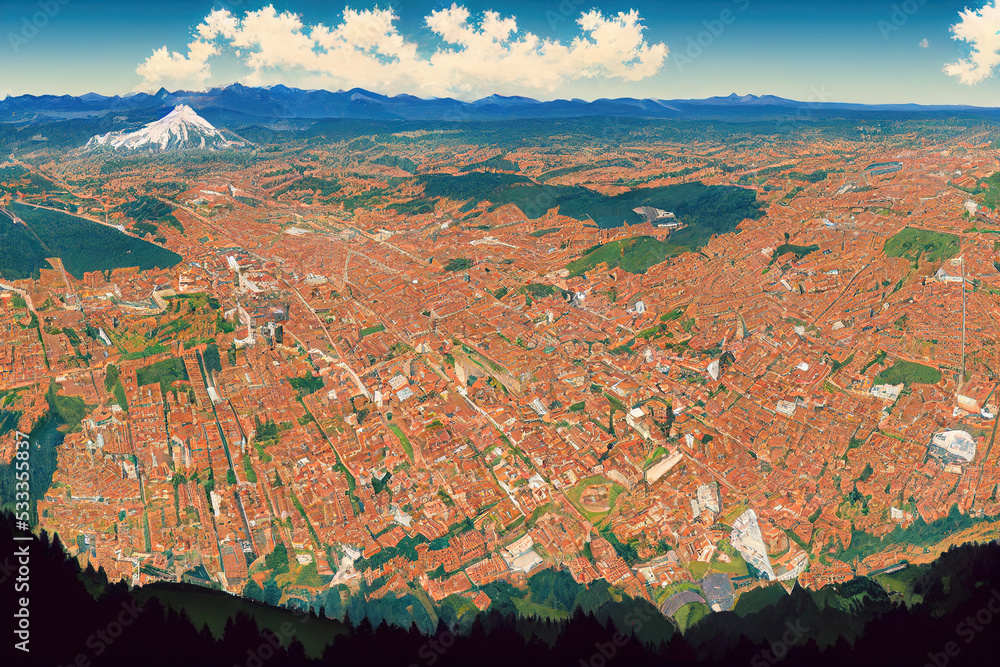 Canvas Prints anime, Bern city aerial panoramic view Bern is the capital of Switzerland , style U1 1