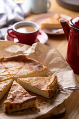 cottage cheese casserole and coffee for breakfast
