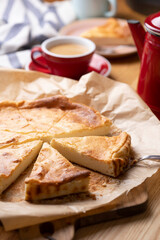 cottage cheese casserole and coffee for breakfast