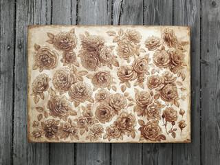 Picture of a vintage rose painted with coffee.