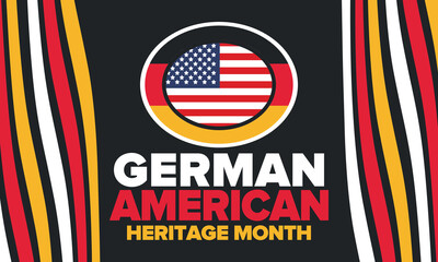 German-American Heritage Month. Happy holiday celebrate annual in October. Germany and United States flag. Culture month. Patriotic design. Poster, card, banner, template. Vector illustration