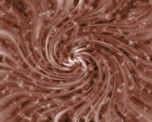 Radial waves dotted with small clouds. Chocolate color