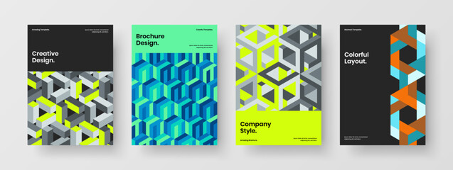 Amazing company brochure vector design layout composition. Isolated geometric pattern banner concept set.