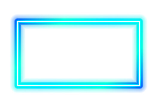 Neon frame, vibrant colored glowing neon frame with transparent background