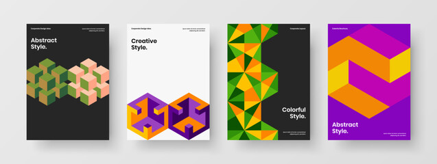 Fototapeta premium Clean geometric pattern banner concept bundle. Abstract catalog cover design vector template collection.