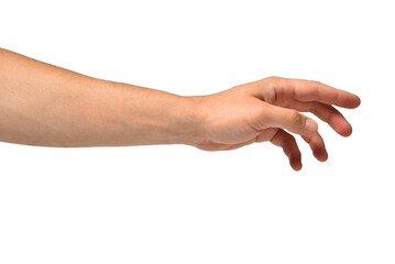 Man hand pointing isolated on white background