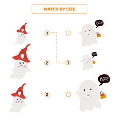 Match by size for cartoon halloween ghosts.