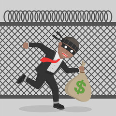 businessman african thief stole money design character on white background