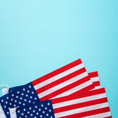 Obraz premium United States election design concept, American Flag over blue table background.