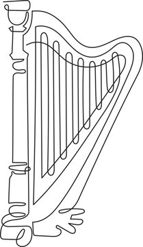 recommend clip art: harp musical instrument music minimal outline art